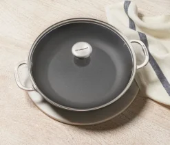 Toughened Nonstick PRO 4 qt. Shallow Casserole & Braiser with Glass Lid