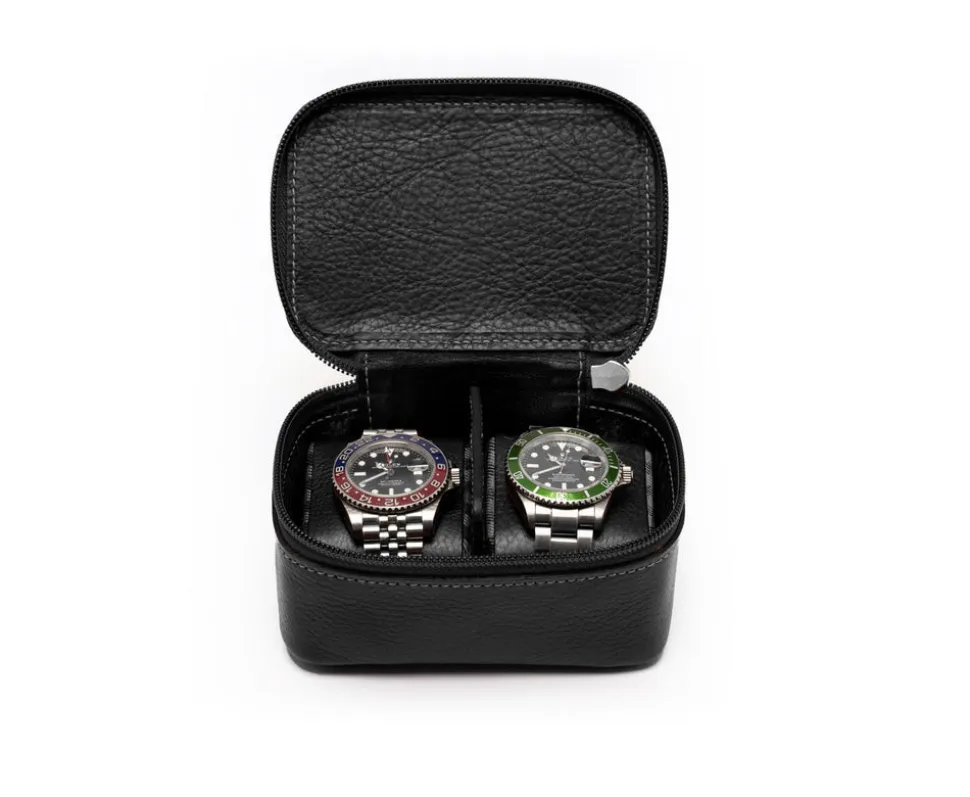Travel Watch Case No. 257 in Vintage Black Leather