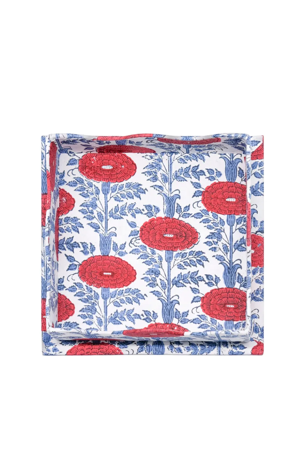 Trinket Cocktail Napkin Tray in Araminta Blockprint