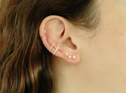 Triple Star Earrings with White Pavé Diamonds