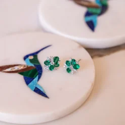 Tropical Paradise Rainforest Mini Emerald Stud Earrings