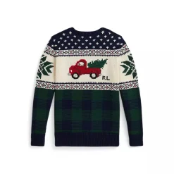 Truck-Intarsia Holiday Cotton Sweater