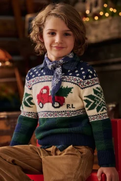 Truck-Intarsia Holiday Cotton Sweater