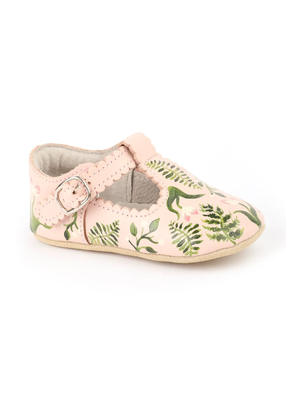 Tulip & Fern Hand-Painted Baby Shoes