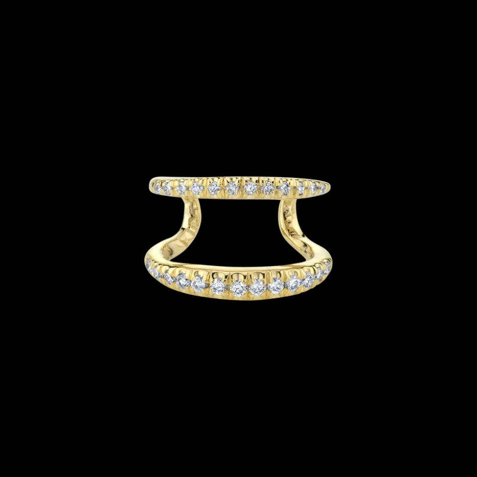 Twin Tusk Ear Cuff with Double Line Pavé White Diamonds