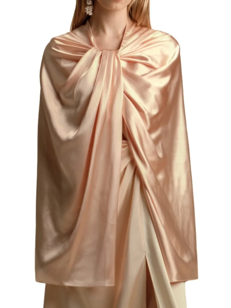 Twist Capelet in Pale Peach