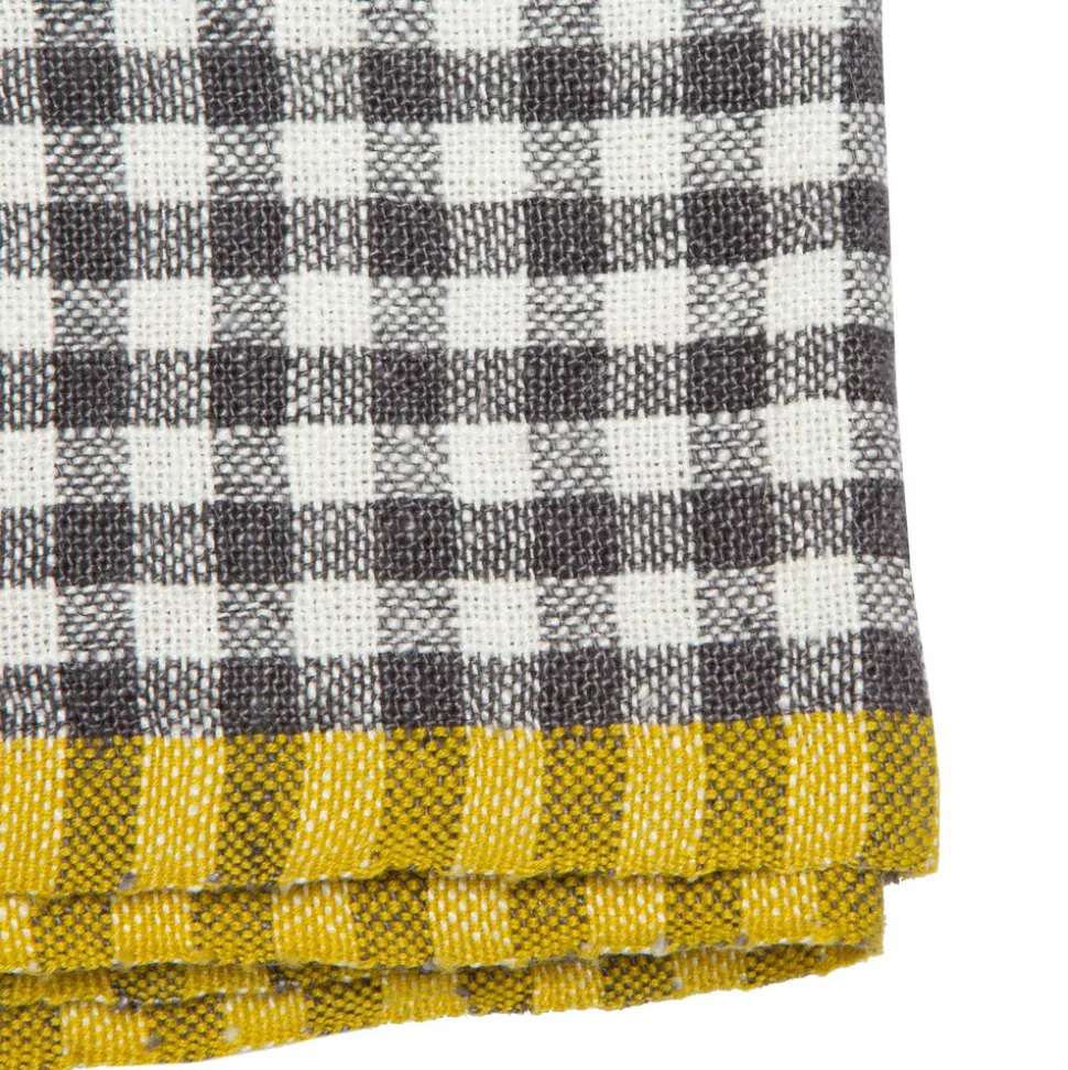 Two-Tone Gingham Napkins in Natural & Aqua, Set of 4