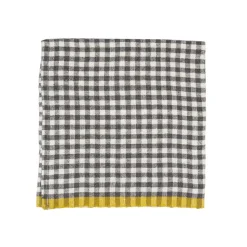 Two-Tone Gingham Napkins in Natural & Aqua, Set of 4