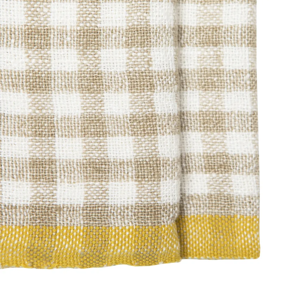 Two-Tone Gingham Napkins in Natural & Aqua, Set of 4