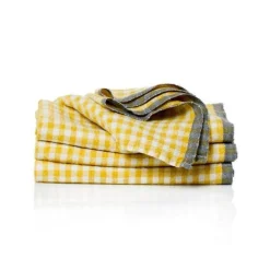 Two-Tone Gingham Napkins in Natural & Aqua, Set of 4