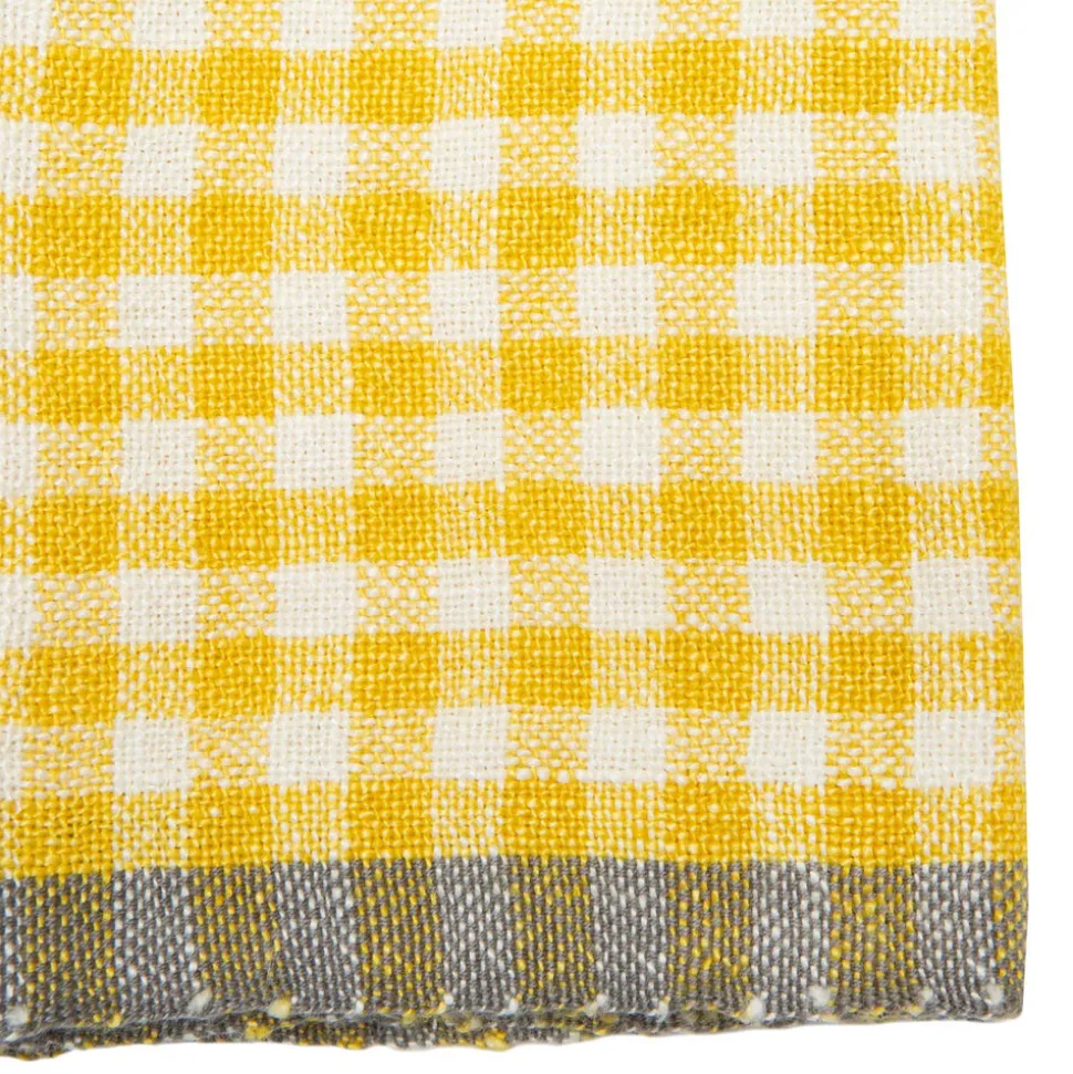 Two-Tone Gingham Napkins in Natural & Aqua, Set of 4