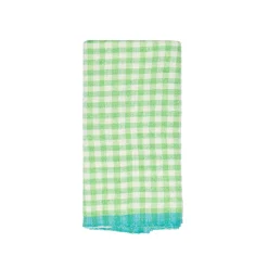 Two-Tone Gingham Towels in Natural & Aqua, Set of 2