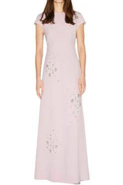Tyra Gown Lilac Pink Embellished Crepe