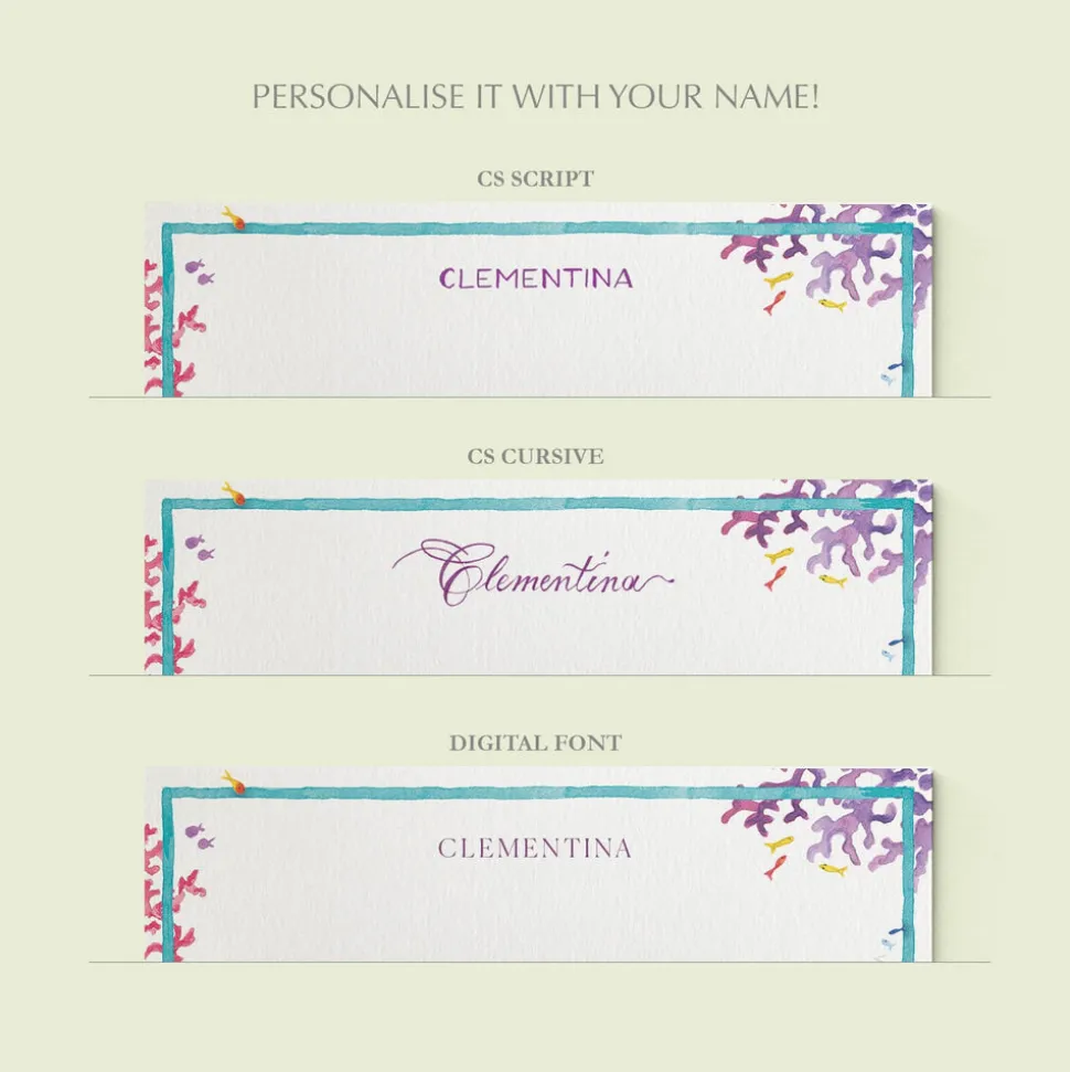 Under The Sea Stationery Cards, Personalized Set of 50