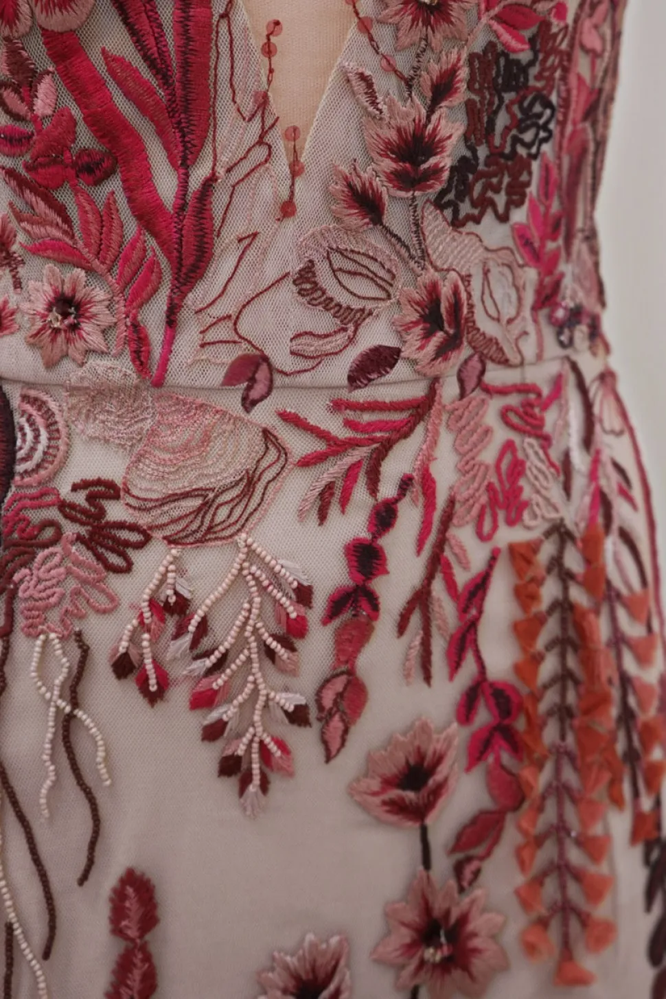 Underwater Wildflower Column Dress in Cranberry