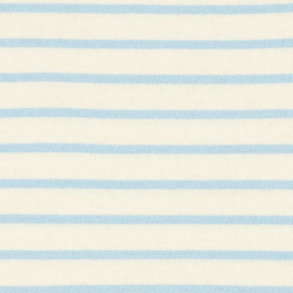 Unisex Cream And Powder Blue Stripe Shorts