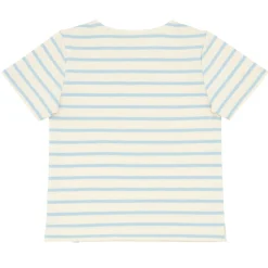 Unisex Cream And Powder Blue Stripe Boatneck Tee