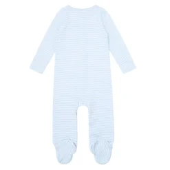 Unisex Powder Blue Stripe Pima Footie