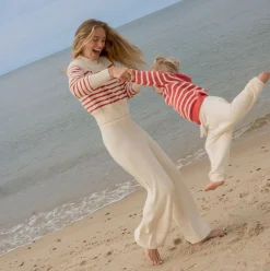 Unisex Red and Cream Stripe Knit Sweater