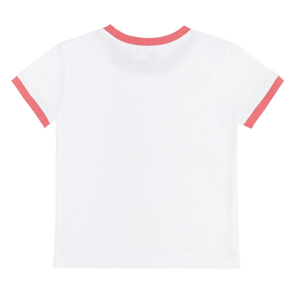 Unisex White Ringer Tee with Poppy Red Trim