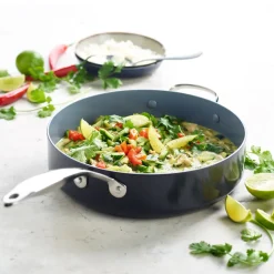 Valencia Collection Covered Sauté Pan in Black Stainless Steel