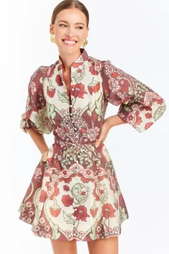 Valencia Mini Dress in Jardin Rose
