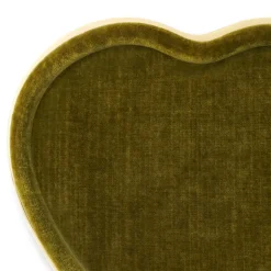 Valentina Velvet Heart Tray, Moss