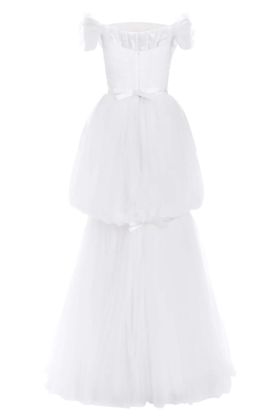 Valeria Off-The-Shoulder Ruched Tulle Gown