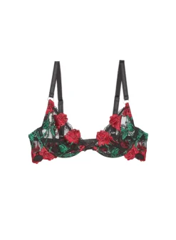 Vampire Rose Embroidery Demi Bra