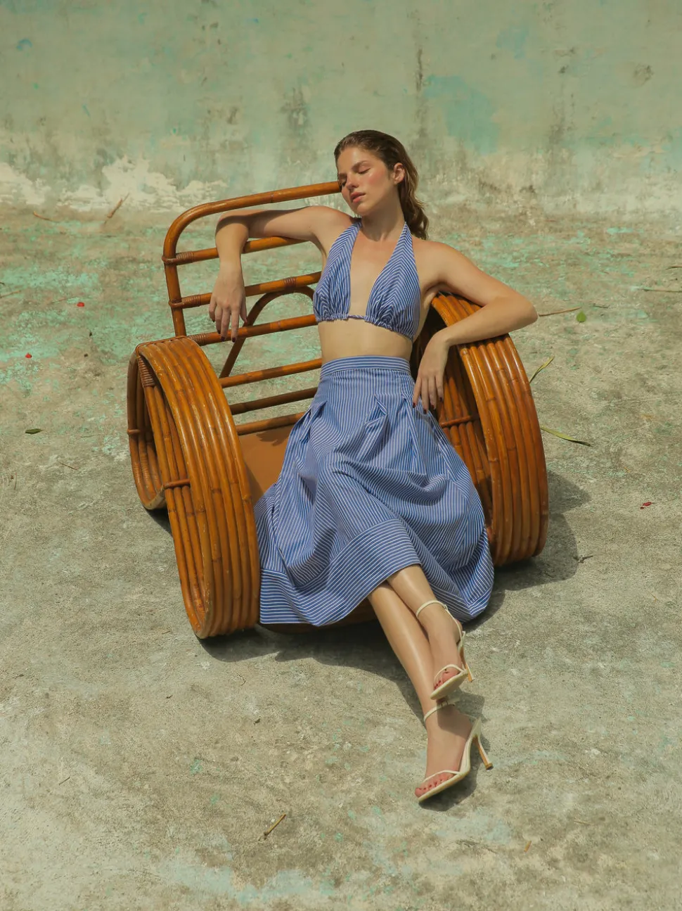 Vela Skirt in Blue Stripes