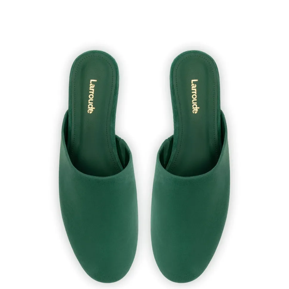 Venice Flat Mule and Pouch Kit In Emerald Suede