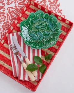 Vera Stripe Napkins in Red, Set of 2