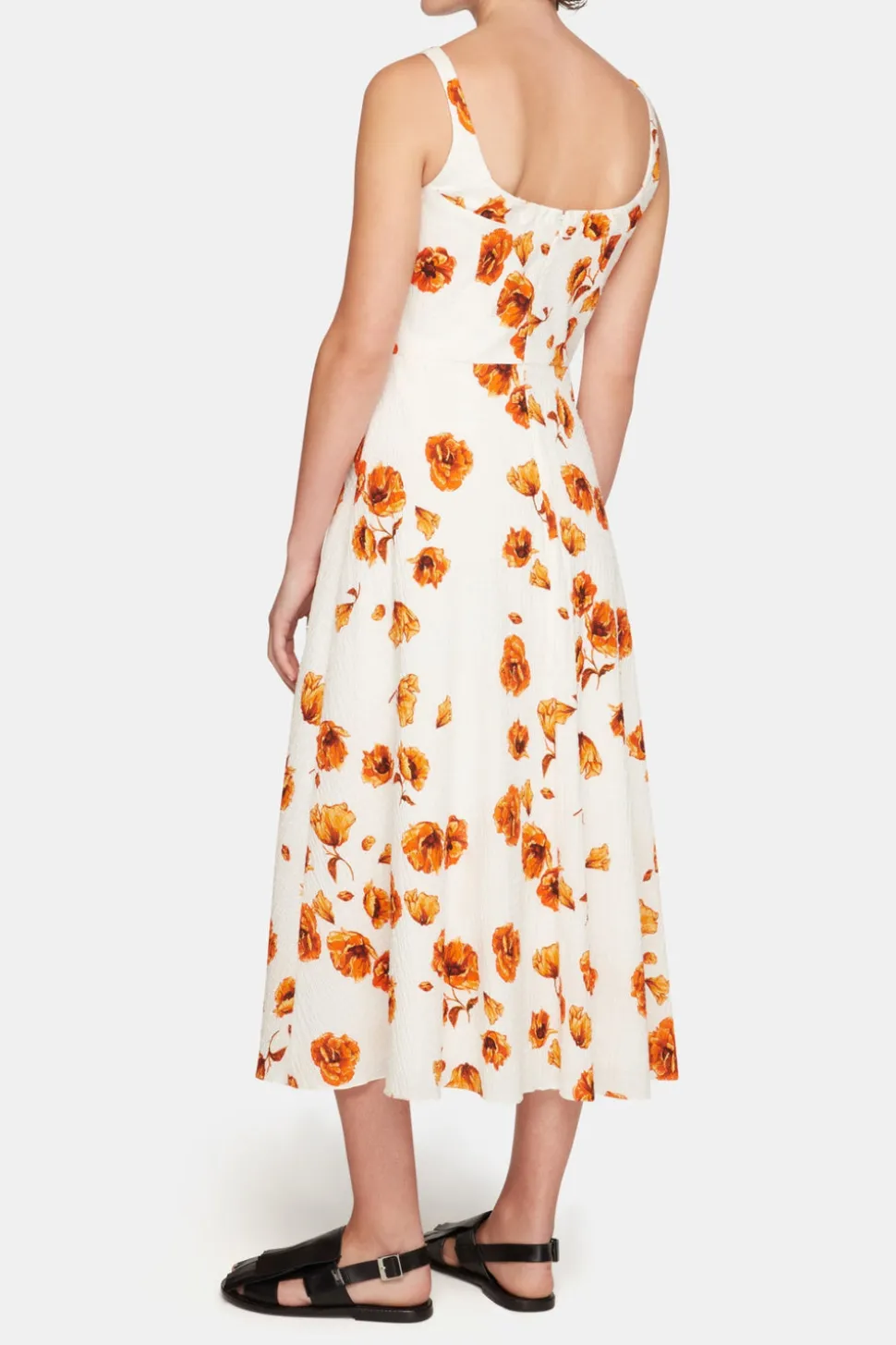 Verena Dress In Orange Poppies Bibione Cotton