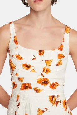 Verena Dress In Orange Poppies Bibione Cotton