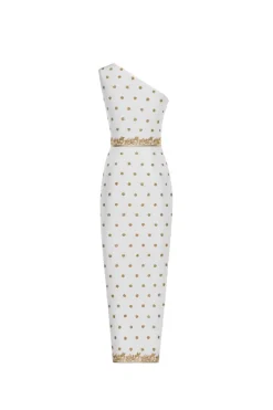 Victoire Tea-Length Dress with Embroidery
