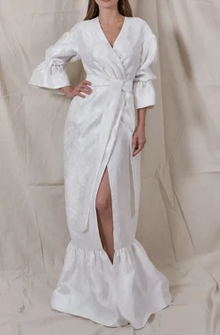 Victoria Silk Floral Jacquard Gown
