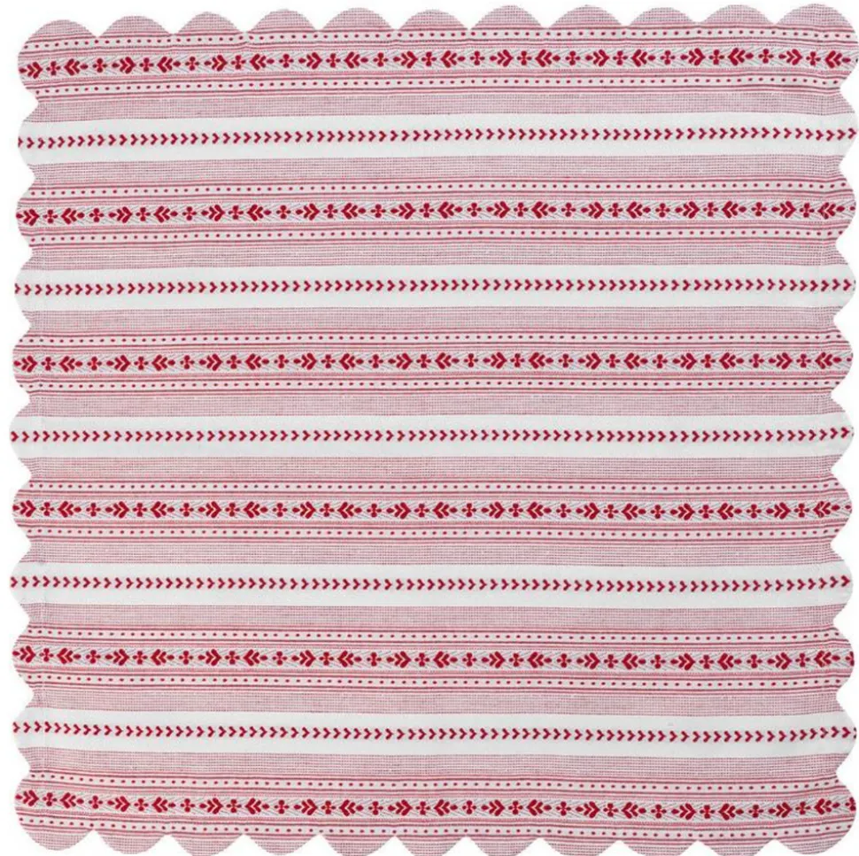 Villa Stripe 52" Square Tablecloth in Ruby