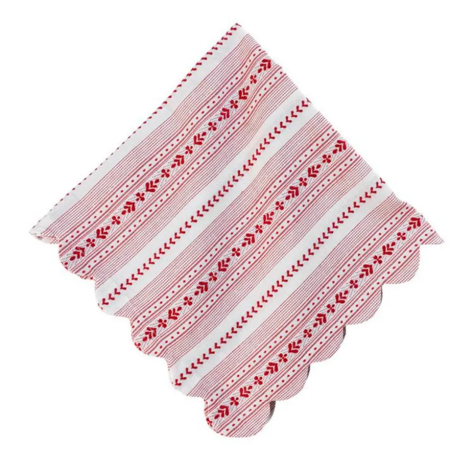 Villa Stripe Napkin in Ruby