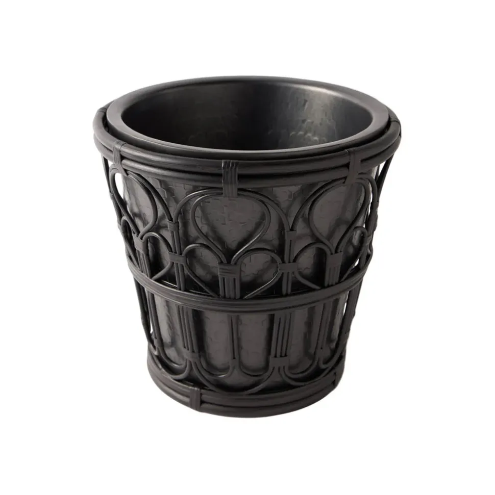 Viya Champagne Bucket in Cane and Brass