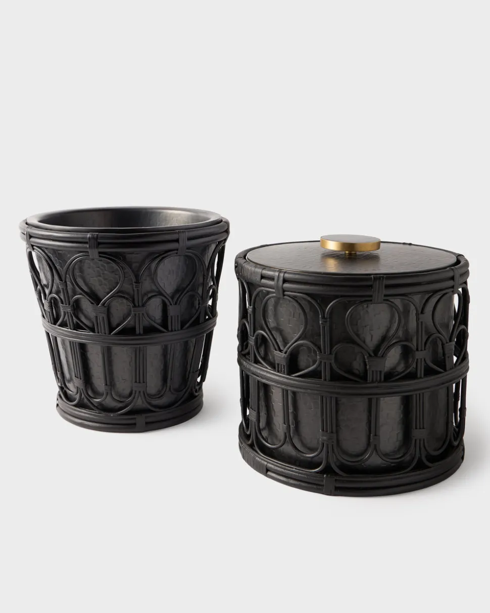 Viya Champagne Bucket in Cane and Brass