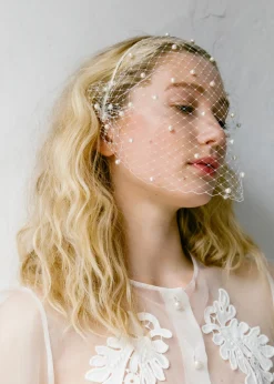 Voilette Headband with Pearls