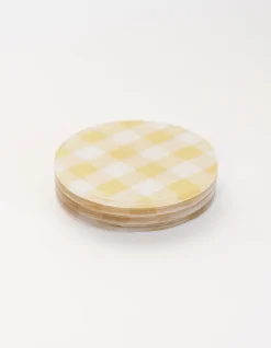 Wadsworth Goldenrod Gingham Coaster Set