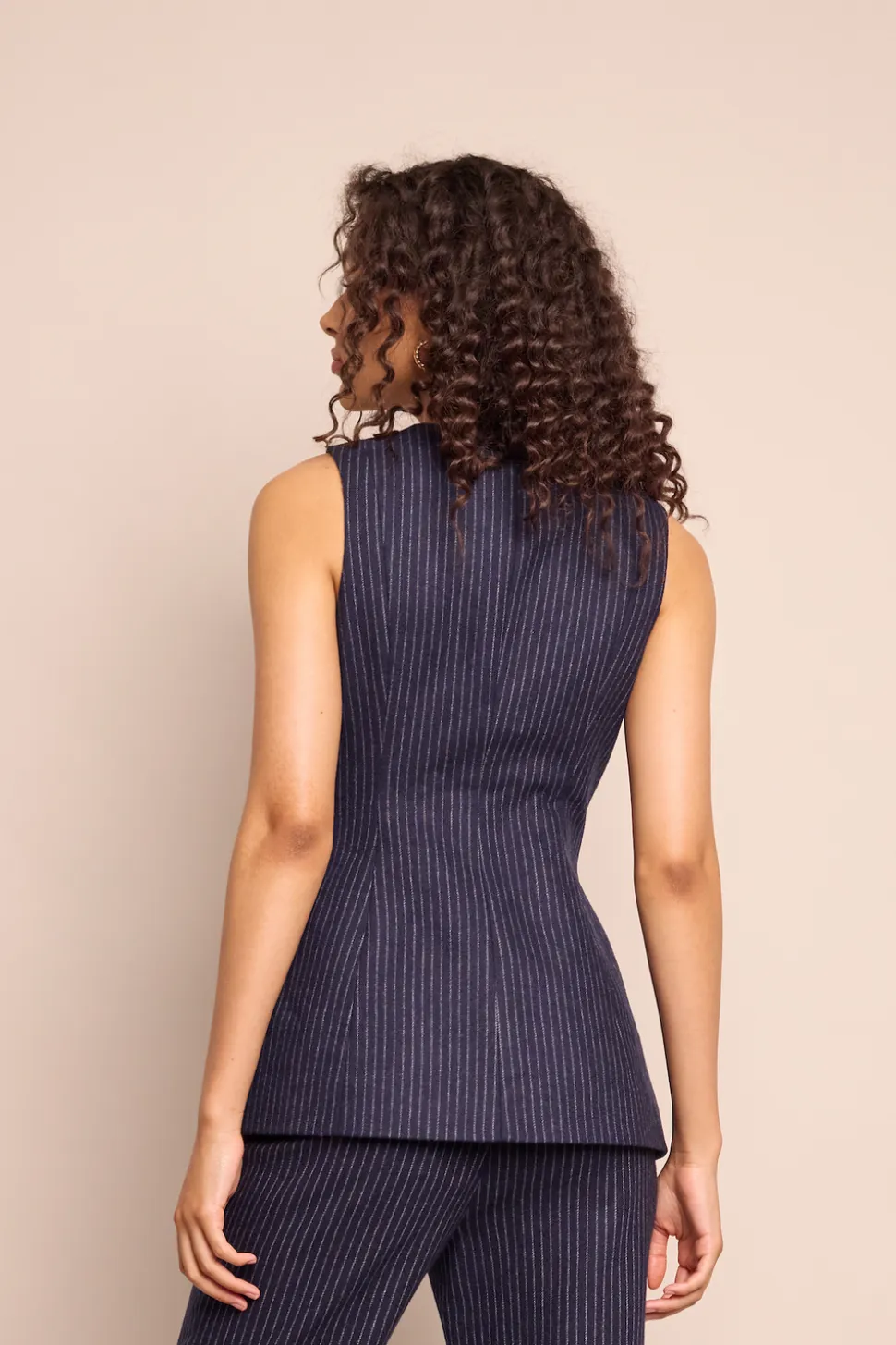 Wes Vest in Navy Chalk Stripe