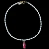 White Beaded Fish Necklace