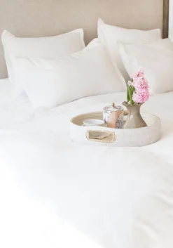 White Beaded Handle Tray