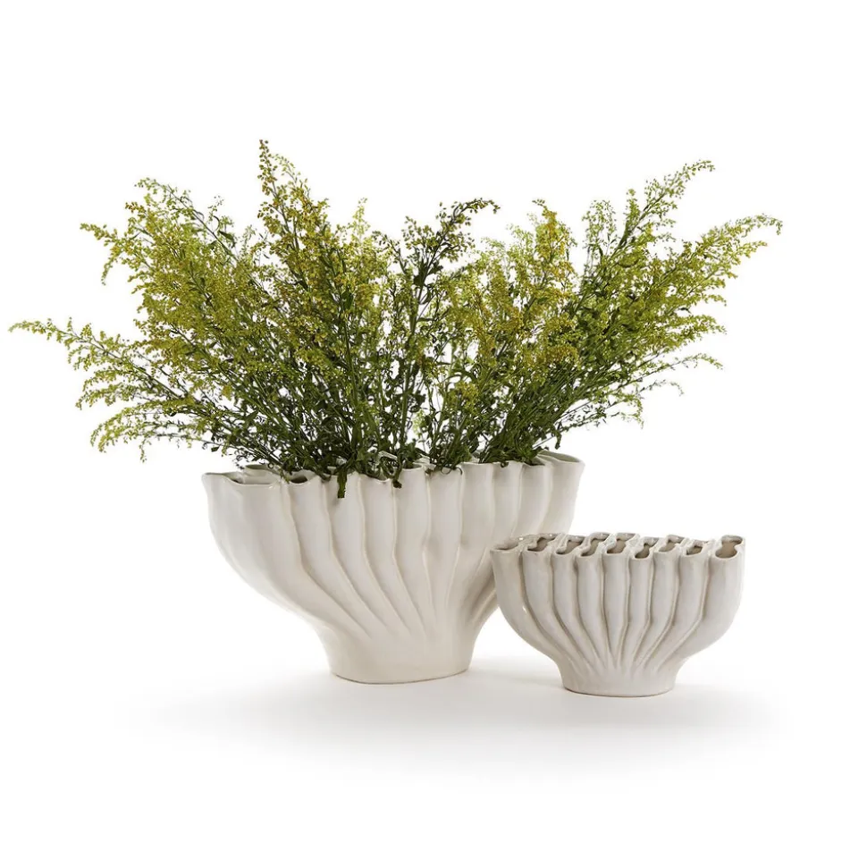 White Ceramic Vase, Set of 2
