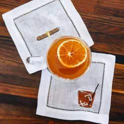 White Hemstitch Cocktail Napkin, Set of 4