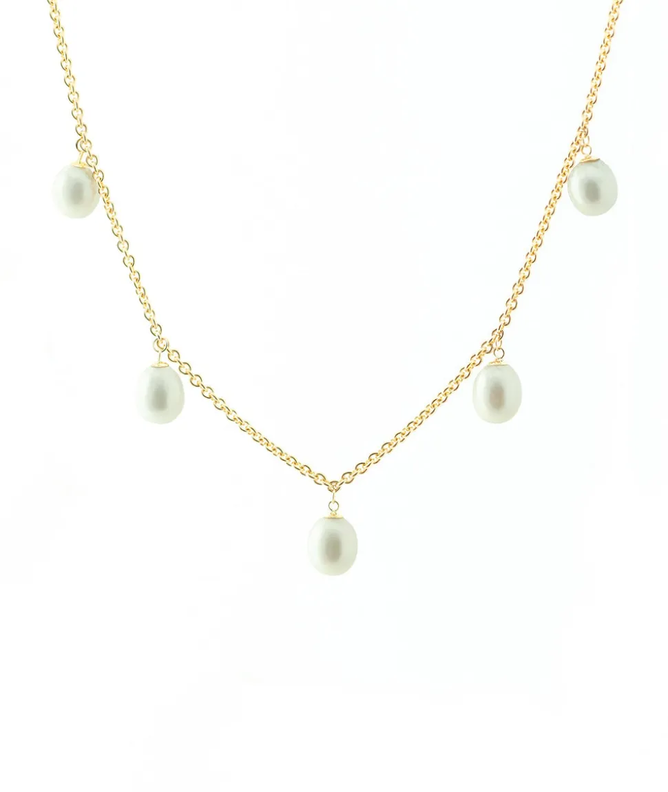 White Pearl Dangling Necklace