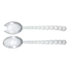 White Pearled Salad Servers