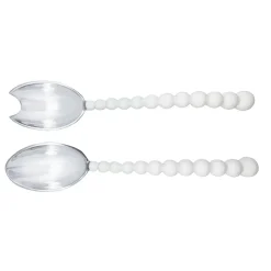White Pearled Salad Servers